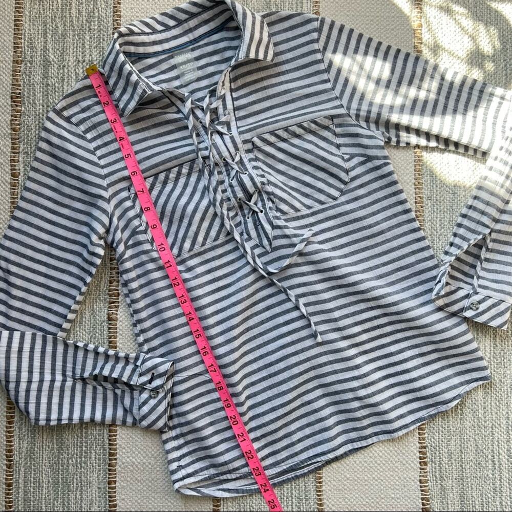 Mountain Hardwear Berryessa Blue White Striped Pullover Shirt Women’s XS - Picture 5 of 9